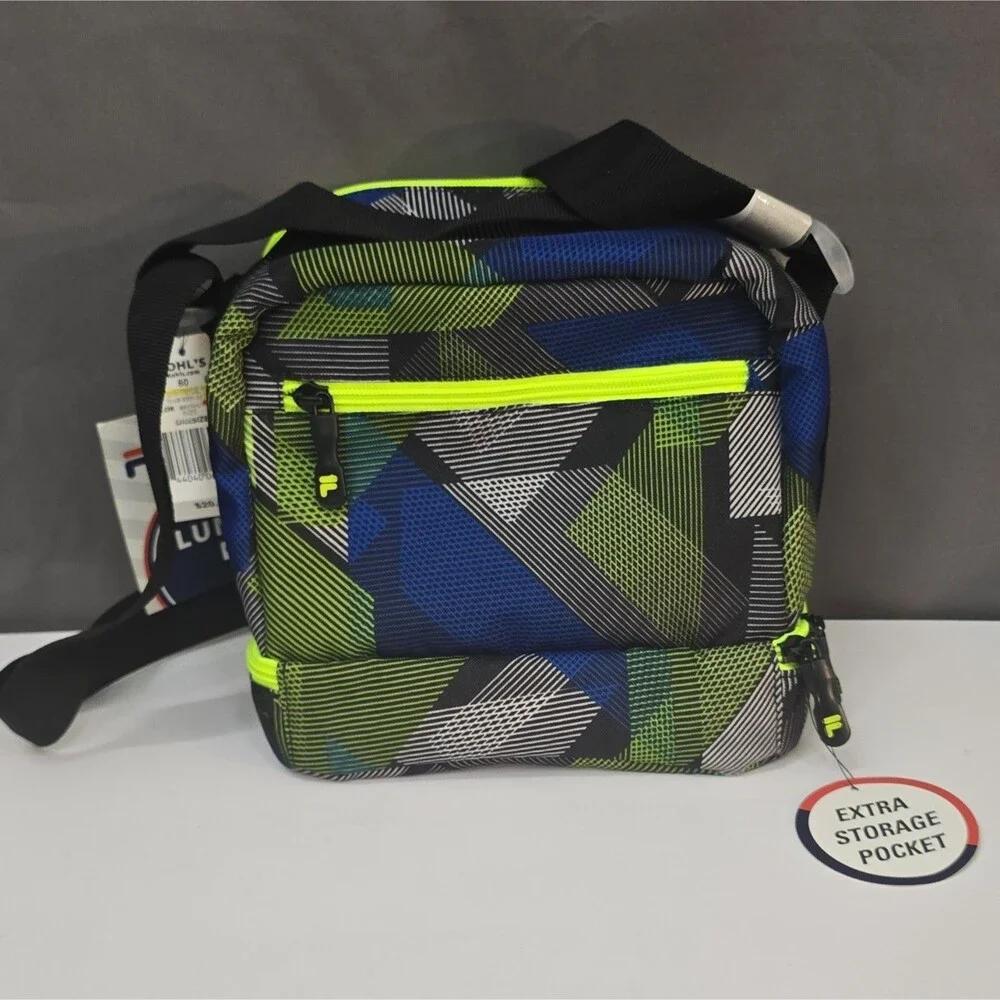 FILA Refuel Kids Insulated Lunch Bag 5L Adjustable Strap Geometric Multicolor